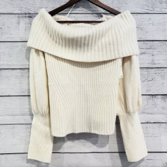 Brand New by Anthropologie The Tessa Off-The-Shoulder Puff-Sleeve Sweater - Picture 10 of 11